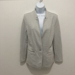 BANANA REPUBLIC gray white checkered sigle button long sleeve stretchy jacket S